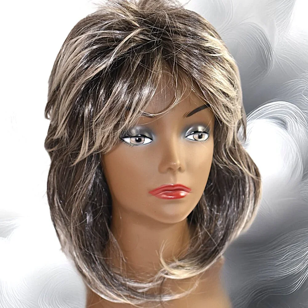 Hivision 100% Synthetic Long Two Tone Gray Layered Wig
